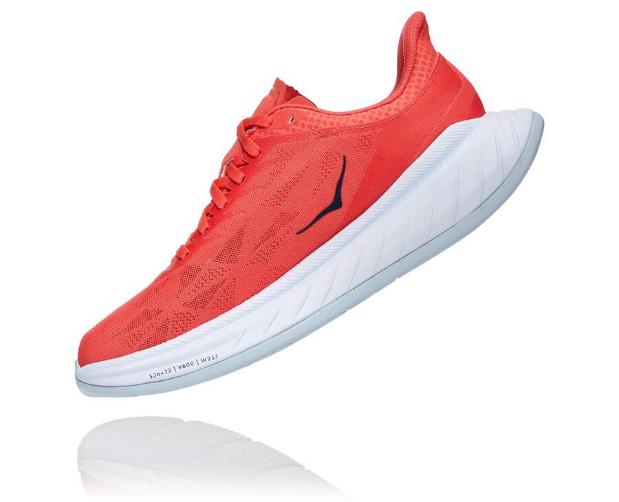 Hoka One One Hardloopschoenen Dames - Carbon X 2 - Rood/Wit - UM6598074